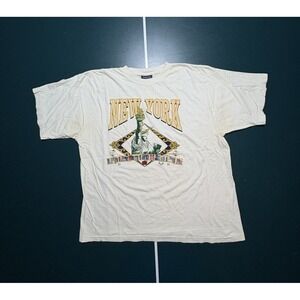 Vintage 90s New York City Big Apple T-Shirt Size‎ XL White Single Stitch
